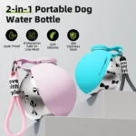 2-in-1 Portable Dog Water Bottle for Small Dogs - Leak-Proof & Compact Dog Travel Water Bottle -Stainless Steel Bottle & Silicon