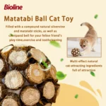 Cat Toy Ball Matatabi Catnip Cat Toy Ball for Cats Catnip Toys Indoor Cats Kitten Cleaning Teeth Molar Silvervine Cat Chew Toy - Image 4