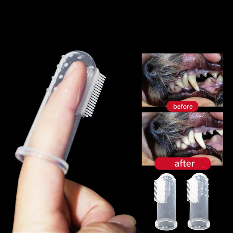 kf-H26fe1d87f3a7432cb4a2cd743feb797e1 1PC Super Soft Pet Finger Dog Toothbrush Teddy Dog Brush Bad Breath Tartar Teeth Tool Cat Cleaning Dog Supplies Accessories - Image 1