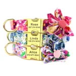 Personalized Dog Collar and Leash Set Nylon Print Dogs ID Collars Pet Lead Belt Rope Flower Accessories Small Medium Large Dogs - Image 2