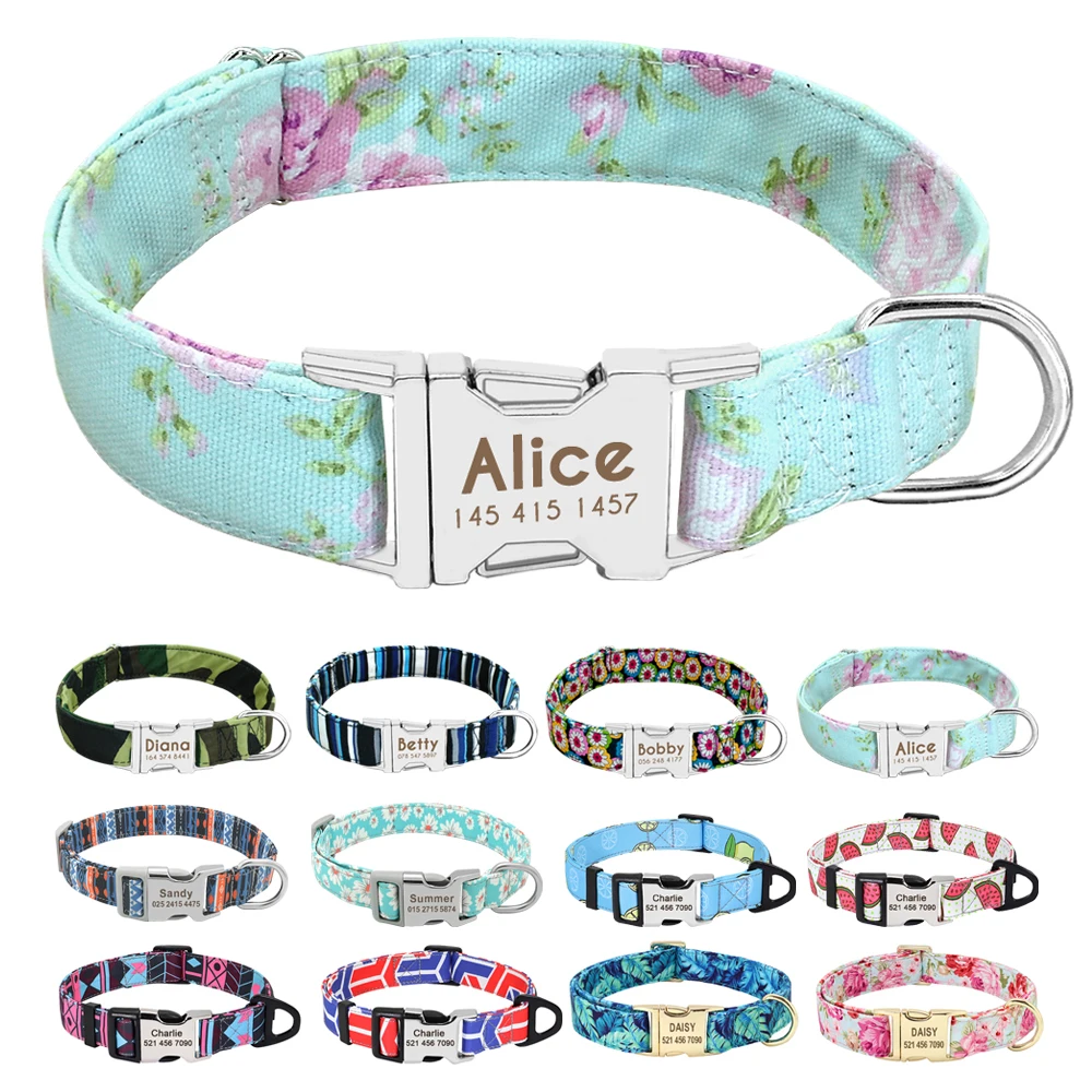 kf-H3206d7178415459fa9e0c7feafeb12a2f Personalized Dog Accessories Collar Nylon Printed Pet Puppy Collar Dog ID Collars Free Engraved ID for Small Medium Large Dogs - Image 1
