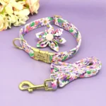 Personalized Dog Collar and Leash Set Nylon Print Dogs ID Collars Pet Lead Belt Rope Flower Accessories Small Medium Large Dogs - Image 4
