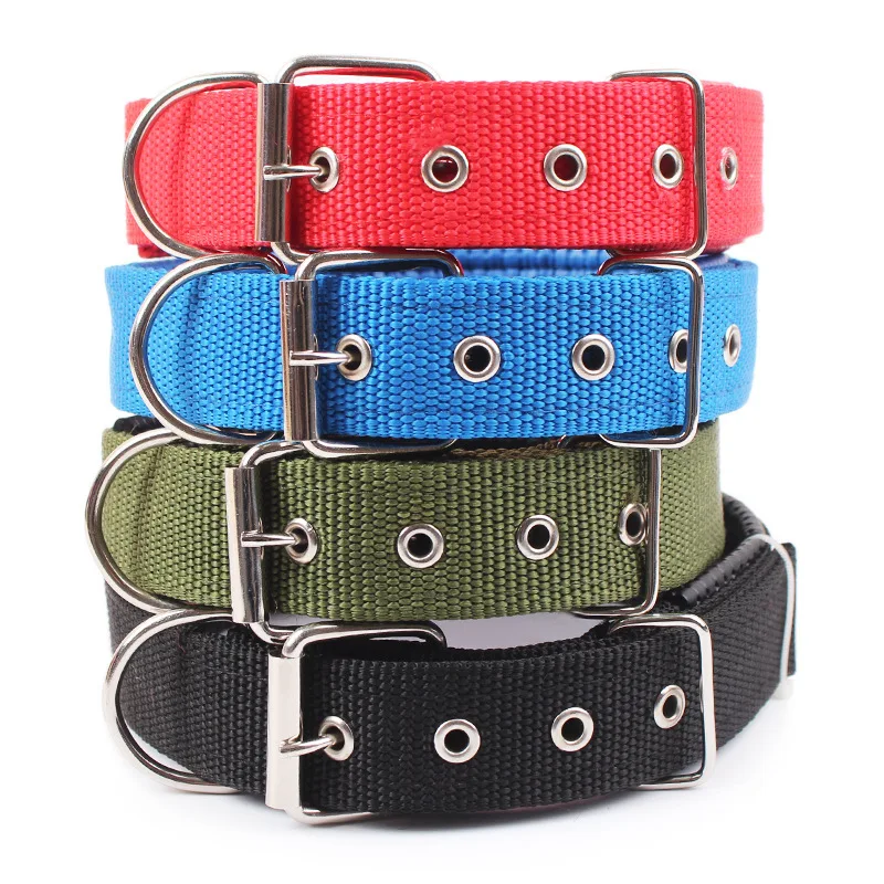 kf-HTB1lWHqNY2pK1RjSZFsq6yNlXXaX Solid Dog Collars Nylon Dog Collar For Small Medium Large Dogs Teddy Keji Pitbull Bulldog Beagle - Image 1