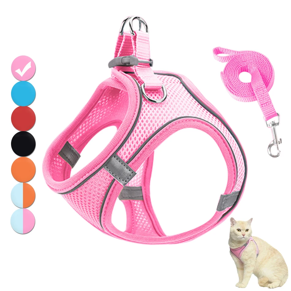 kf-S01d5d0fd7f264b9ba347d466690ee890K Cat Harness Reflective Pet Harnesses And Leashes Set Adjustable Pet Harness for Cats Small Dogs Pug Chihuahua Cat Accessories - Image 1