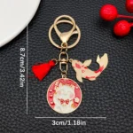 Japanese Maneki-neko (Lucky Cat) Keychain, Japanese Style Koi Fish Car Key Pendant, Creative Gift Alloy Lucky Bag Charm. - Image 4