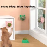 Rotatable Catnip Wall Ball Toy with Scratcher & Cat Grass, Teeth Cleaning Snack Ball for Healthy Digestion & Play - Image 3