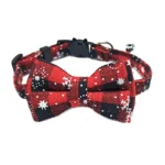 Pet Breakaway Cat Collar Bow Tie and Bell Cute Plaid Christmas Red Elastic Adjustable Dog Collar With Sash Small Bell For Cats - Image 6