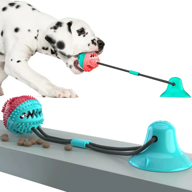 kf-S02b5d312187e48ad962164bfbfe0ede7E Dogs Food Toys Silicon Suction Cup Tug Interactive Dog Ball Toy For Pet Chew Bite Tooth Cleaning Toothbrush Feeding Pet Supplies - Image 1