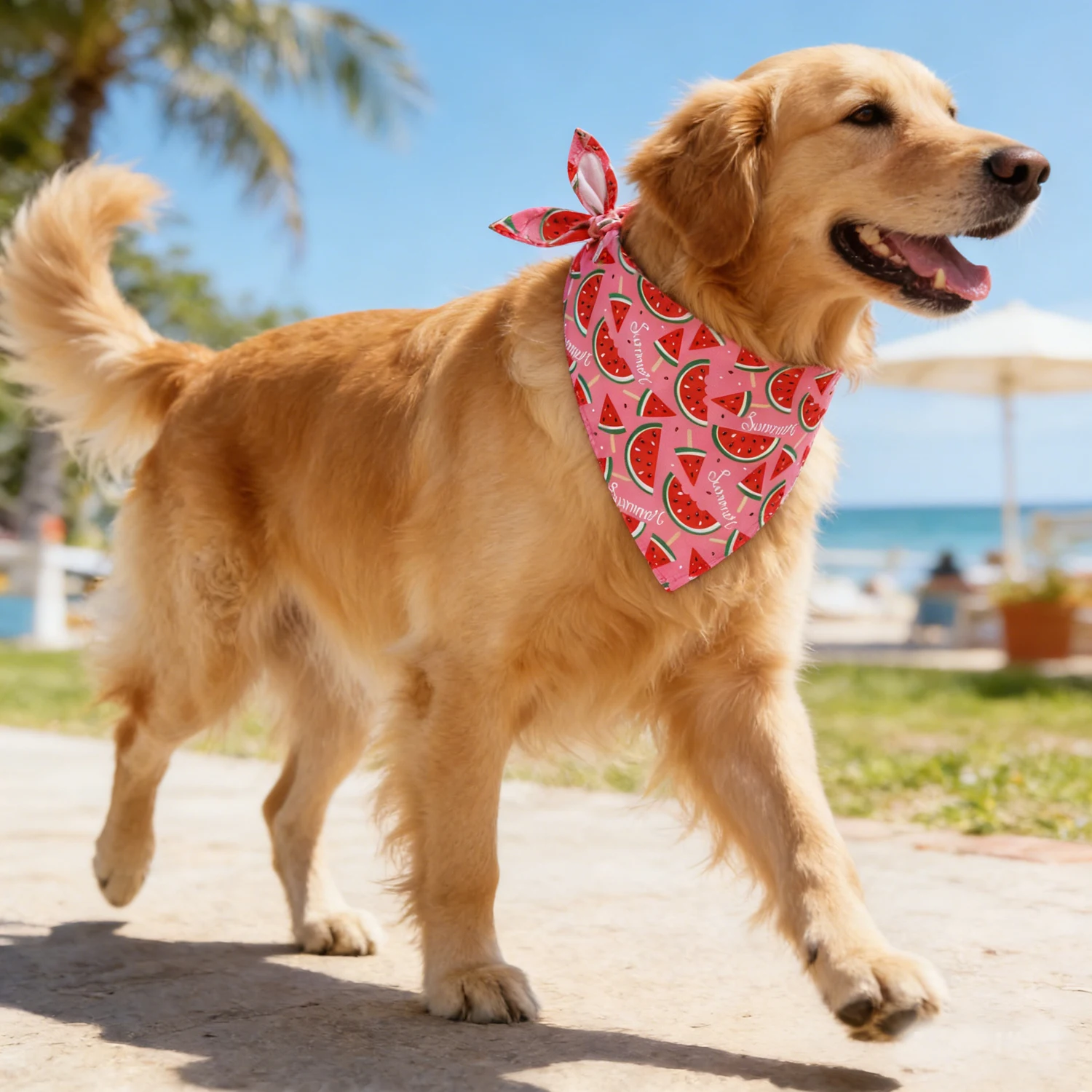 kf-S043b46ce72604eef98e7e00b679c0bdae Summer Watermelon Print Pet Bandana, Adjustable Cute Dog Cat Triangle Scarf, Breathable Bib for Small Medium Large Dogs - Image 1