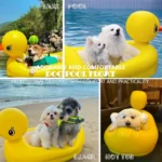 2in1 Dogs Pool Float Inflatable Foldable Pvc Dog Swimming Pool Yellow Duck Float for 22 Lb Pets Summer Pool Interactive Pet Toys - Image 6