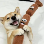 Durable Dog Plush Chew Toy Squeak Chewable Molar Simulated Sausage with BB Sound Teeth Cleaning Bite-Resistant for Puppies