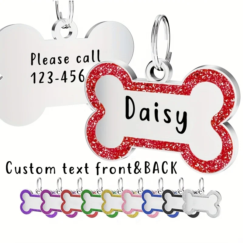 kf-S06568fab590b450586cae8880f3640a2E Personalized Dog ID Tags For Pets, Customized Engraved Dog Name Tags, Cat ID Tags Alloy Pendant Tag For Dog Collars Cat Collar P - Image 1