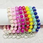 New Cute Pet Pearl Necklace with Heart-shaped Rhinestone Pendant Adjustable Cat Dog Collar Jewelry For Small Pets 8 Colors