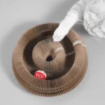 Foldable Cat Scratcher with Bell & Catnip - Multi-Level Cardboard Toy for Kittens, Durable Claw Sharpener - Image 3
