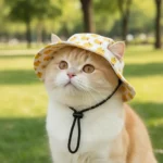 Cute Print Cat Hat for Small Medium Cats Adjustable Pet Cap Breathable Comfortable Sunscreen Hat Beach Activities - Image 3
