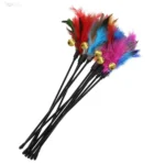 5pcs/set Cat Interactive Wand Colorful Feather Chicken Feather Cat Stick Bell Portable Creative Fashion Novelty Pet Cat Supplies - Image 3