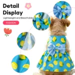 Dog Princess Dress Summer Kitten Pet Skirt Blue Lemon Bow Lace Dog Dresses for Small Medium Puppies Poodle Chihuahua Apparel - Image 2