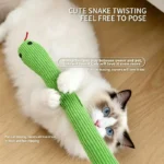 Simulated snake Dog Toy Crinkle Sound Toy Soft Linen Interactive Toy Kitten Kick Toy for Indoor Persimmon Teasing Cat Teaser - Image 5