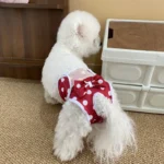 Reusable and Adjustable Dog Diaper Pants - High-Quality Breathable Mesh Menstrual Pants, Suitable for Indoor and Outdoor Use, Stylish Lemon Leaf Pattern Design, Comfortable Pet Clothing, Available in Two Colors