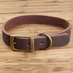 Leather Dog Collar with Rust-Proof Buckle Soft Genuine Cowhide Heavy Duty Metal Dog Collar Adjustable for Small Medium Dogs Pets