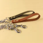 Metal Chain Dog Lead with Leather Style Handle Strong Control Leash Iron Dog Pets Supplies Collars Harnesses Chain Traction Rope - Image 6
