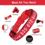 Embroidered Nylon Dog Collar Personalized Puppy Cat Collars Reflective Pet ID Collars DIY Phone Name ID For Small Large Dog Cat - Image 4