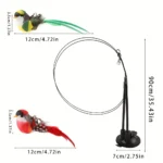 Two birds Cat teasing stick set simulation bird hands-free bird cat stick long pole double pole with bell strong suction cup cat - Image 2