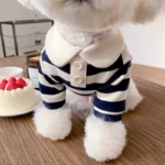 Summer Polo Shirt for Dogs Puppy Clothes Bichon Frise Chihuahua Stripe Dog Sweatshirt Dog Cooling Vest for Small and Medium Dogs - Image 3