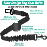 Adjustable Dog Car Seat Belt Elastic Pet Safety Restraint Heavy Duty Nylon Leash For Vehicle Travel - Image 2