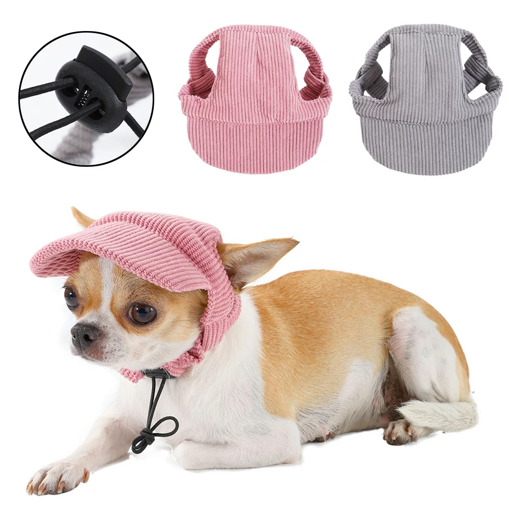 kf-S0ee6f2ce1dde4f4ca675035fe070813d7 Dog Sun Hat For Small Large Dogs Cats Adjustable Pet Baseball Cap with Ear Hole Windproof Corduroy Puppy Visor Hat Pets Supplies - Image 1