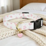 Solid Cotton Dog Collar Cute Heart And Strawberry Pendant Design Small Medium Large Dogs Collar Handmade Pendant Pet Cat Puppies - Image 3