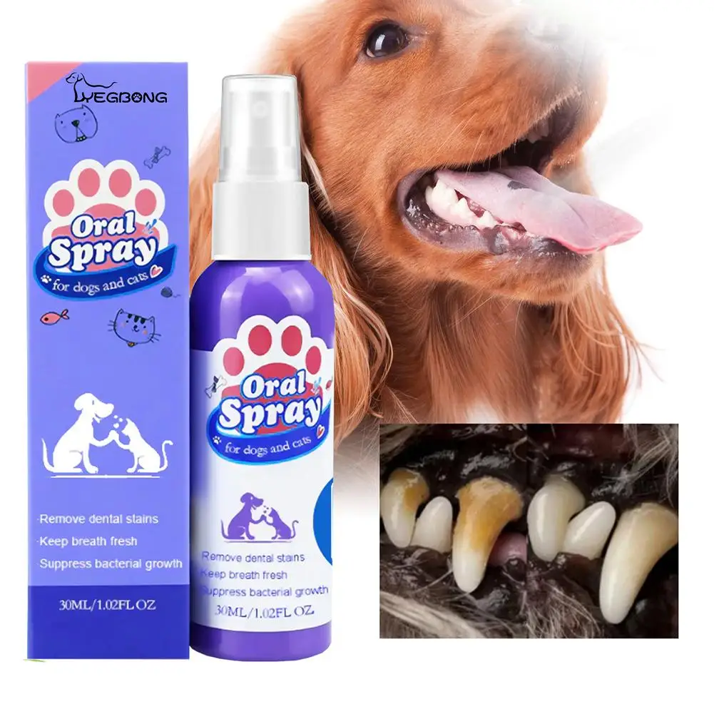 kf-S10963365dbc6462eb914fce55642d5c8P Pet Dental Spray Reduces Plaque & Tartar Buildup Dog Cleaning Bad Freshener Breath Teeth Mint Spray Oral 30ml Care Flavor - Image 1