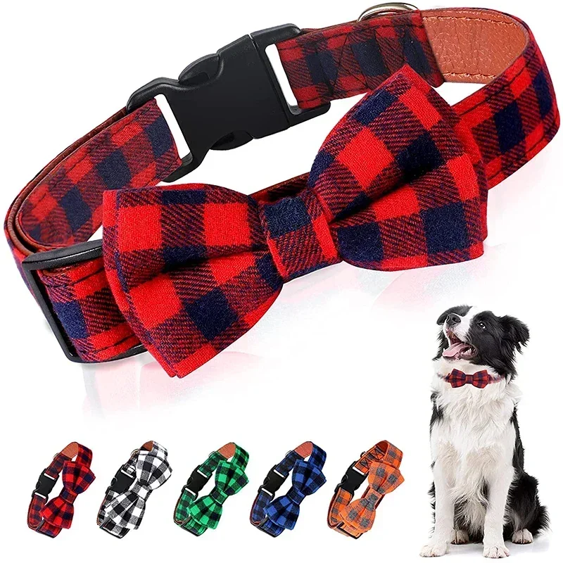 kf-S11c6249c2aac40478ad3883f337ffaaaS Adjustable Plaid Dog Bow Tie Cat Bowtie Soft Pet Neckwear for Small Medium Dogs Puppy Chihuahua Best Gift Idea - Image 1