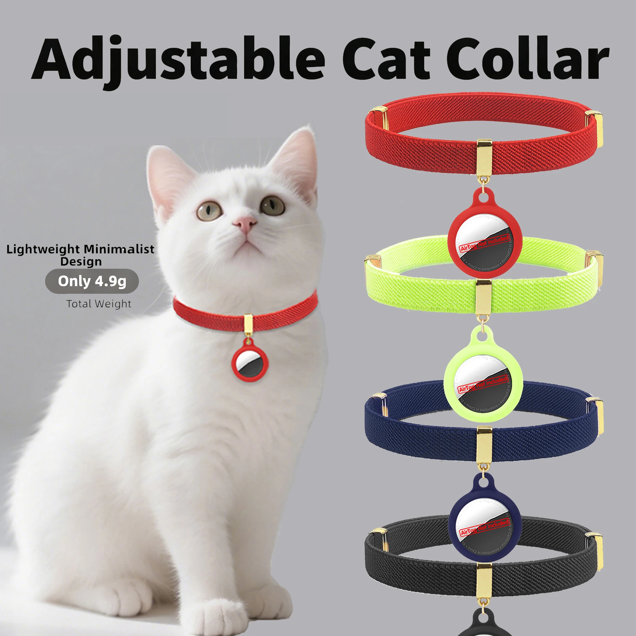 kf-S13bc1fd72e864195a199741b821c6f69k Fashion AirTag Cat Collars Elastic Dogs Kitten Collar with Silicone AirTag Holder GPS Tracker Collars Adjustable Pet Supplies - Image 1