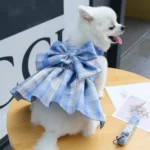 Fashion Adjustable Dog Dress Set Mesh Breathable Sweet Dog Harness with Traction Rope Comfortable Pet Clothes Spring Summer - Image 2
