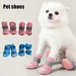 4Pcs Cute Mesh Dog Shoes Soft-sole Non-slip Cooling Dog Boots Elastic Strap Wear-resistant Dog Foot Cover For Small Medium Pets - Image 2