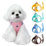 Checkered Pet Harness Cat Leash Small Dog Harness Kitten Outdoor Breathable Reflective Cat Chest Strap Plaid Walk Bichon Frise - Image 3