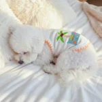 Bora Bora Pet Tank Top-White, Coconut Shell Embroidery, Ribbed Breathable, Two-Legged Outfit for Small Dogs Cats, Summer Wear - Image 5