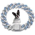 Link Chain Dog Diamond Chain Collar Hip Hop Inlaid Rhinestone Bling Diamond Dog Necklace Luxury Shiny Bling Pet Crystal Necklace
