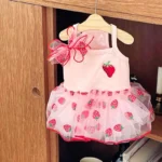 Summer Strawberry Dress for Dog Pet Clothing Dog Suspender Skirt Dog Clothes Cats Puppy Print Cute Dog Mesh Dress Pet Supplies - Image 3