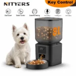 NITYERS 8L Automatic Dog Feeder, Smart Pet Food Dispenser with Key Control, Voice Recorder, Dual Power Supply, Timed Auto Cat Feeder with Stainless Steel Bowl