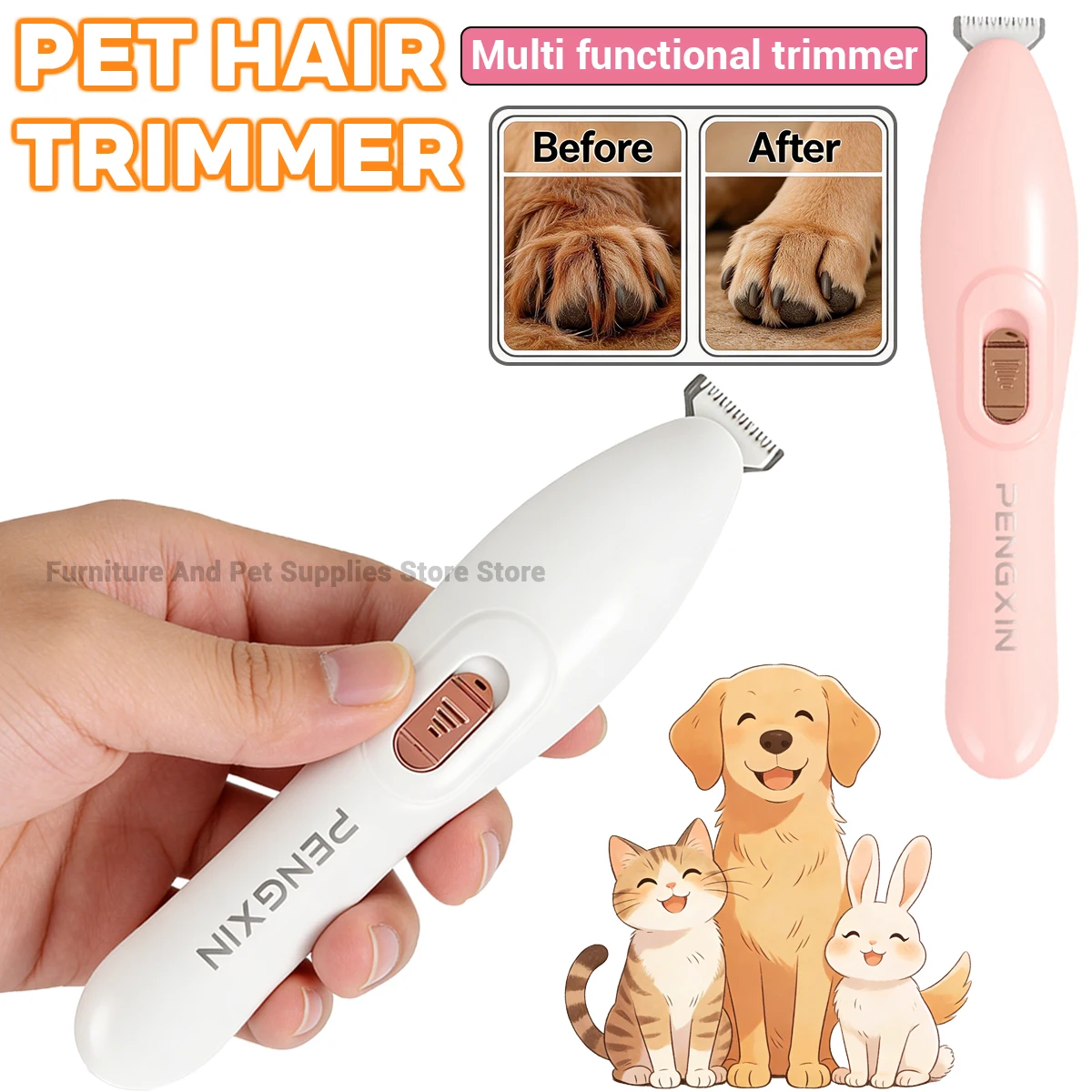 kf-S161751f005be44bc99066785b5885ba6u New Dog Cat Rabbit Pet Foot/Face/Hip/Ear/Claw Trimmer Dog Electric Beauty Shaver Cat Claw Hair Low Noise Electric Push Clipper - Image 1