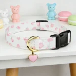 Solid Cotton Dog Collar Cute Heart And Strawberry Pendant Design Small Medium Large Dogs Collar Handmade Pendant Pet Cat Puppies - Image 4