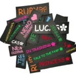 2 PCS Personalized Dog Name Labels Colorful Pattern Pet Harness Custom Tag Removed Stickers ID Dog Chest Strap Vest Collar Tag - Image 6