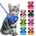 Breathable Mesh Pet Harness & Leash Set Adjustable Polyester Vest Harness with Collar Suitable for Cats Puppies Small Medium Dog