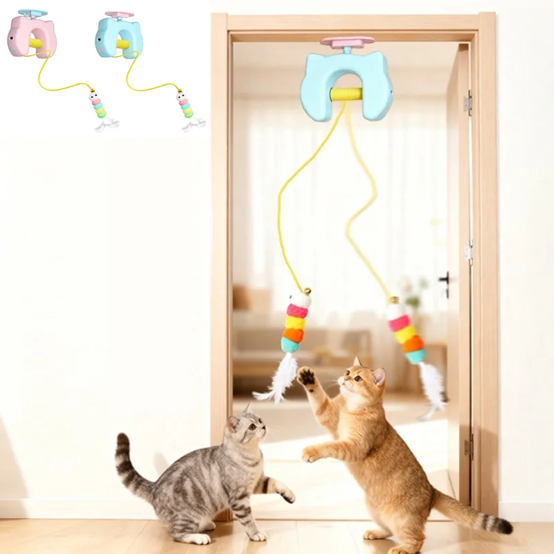 kf-S191c9d0af84946a1a66aa152783867d7i Electric Cat Toy with 2 Ropes Auto Swing Feather Toy Interactive Kitten Toy For Self Playing Caterpillar Interactive Cat Toys - Image 1