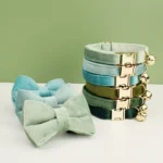 Velvet Cat Collar Bowknot Personalized Collar for cats Cat Supplies cat collar belt with bell and a bow - Image 2