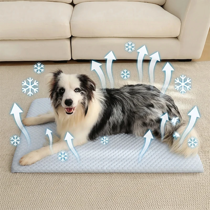kf-S1a485a4cbe3e414c96bc7e49b8a30f4bY Summer Ice Silk Thick Breathable Dog Bed Cooling sponge Mat cat bed Non Slip Washable Pet Pad for Medium Large Cats Dogs - Image 1