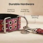 Bohemian Dog Collar Ethnic Print 5cm Wide Nylon, Double Pin Buckle Military Grade, D-Ring No Pull Heavy Duty Large Dogs - Image 5