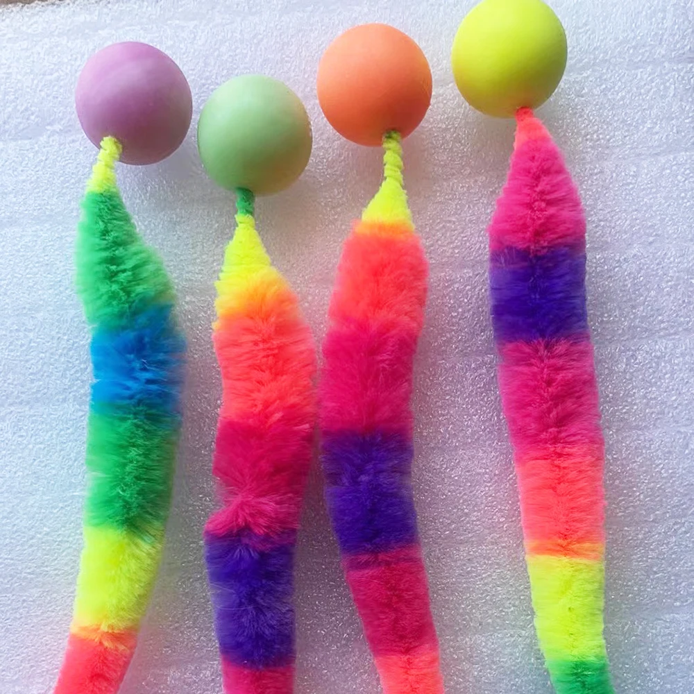 kf-S1b586b332e5d41578d887b6bd828baedn Cat interactive toys Tickle Cat Colorful bouncing ball Pet supplies Puzzle teasing indoor cat worm caterpillar elastic toy - Image 1